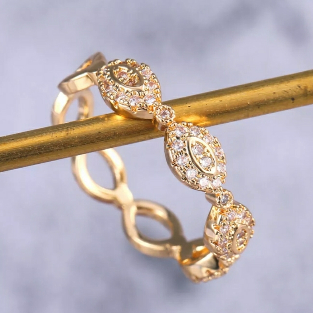 Yellow Gold Simulated Diamonds Ring